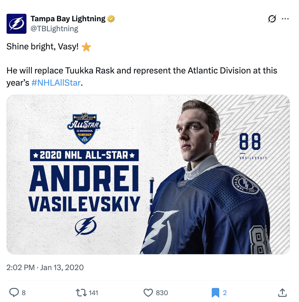 Twitter Post from @TBLightning